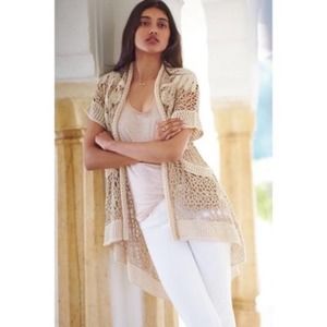 Anthropologie ANGEL OF THE NORTH Crocheted Lana Cardigan High Low ~ Small